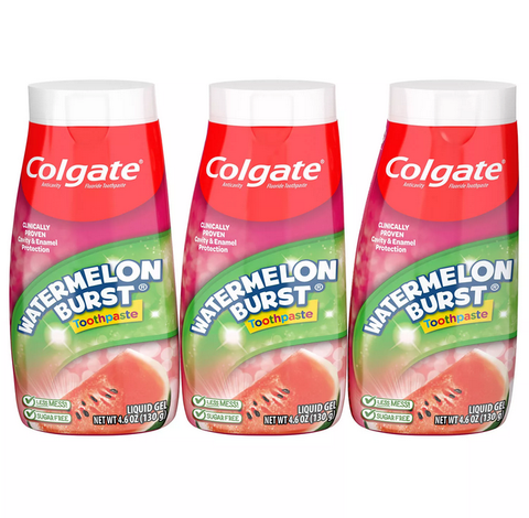 Colgate 2-in-1 Anticavity Kids Gel Toothpaste with Fluoride. Watermelon Burst (4.6 oz. 3 pk.)