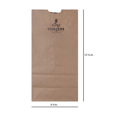 Duro Brown Paper Bag, 8# Kraft Bags (500 ct.)
