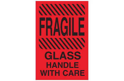 "Fragile/Glass/Handle with Care" Label - 4 x 6"