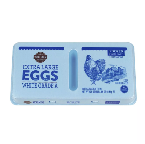 Wellsley Farms Extra Large White Eggs. 2 pk. 18 ct.
