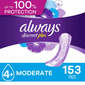 Always Discreet plus Incontinence & Postpartum Pads for Women. Moderate (153 ct.)