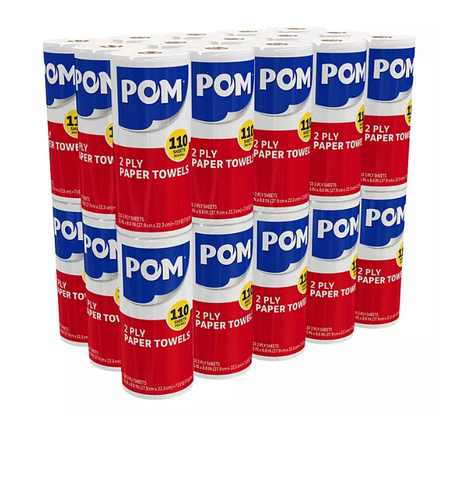 POM Individually Wrapped 2-Ply Paper Towels (110 sheets/roll, 30 rolls)