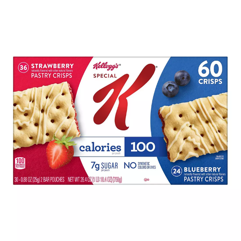Kellogg's Special K Pastry Crisps. Breakfast Bars. 100 Calorie Snacks. Variety Pack. 60 Crisps Box. 26.4 oz.