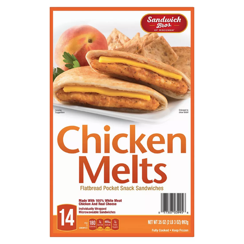 Sandwich Bros Chicken Melts Flatbread Pocket Snack Sandwich. 14 ct.
