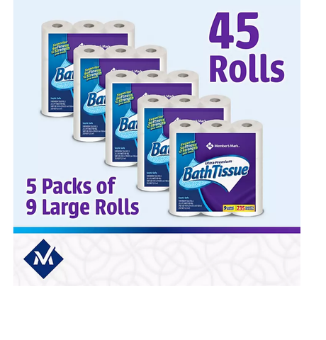 Member's Mark Ultra Premium Soft & Strong Toilet Paper, 2-Ply (235 sheets, 45 rolls)
