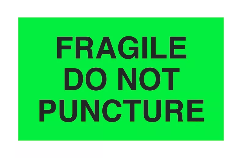 "Fragile/Do Not Puncture" Label - 3 x 5"
