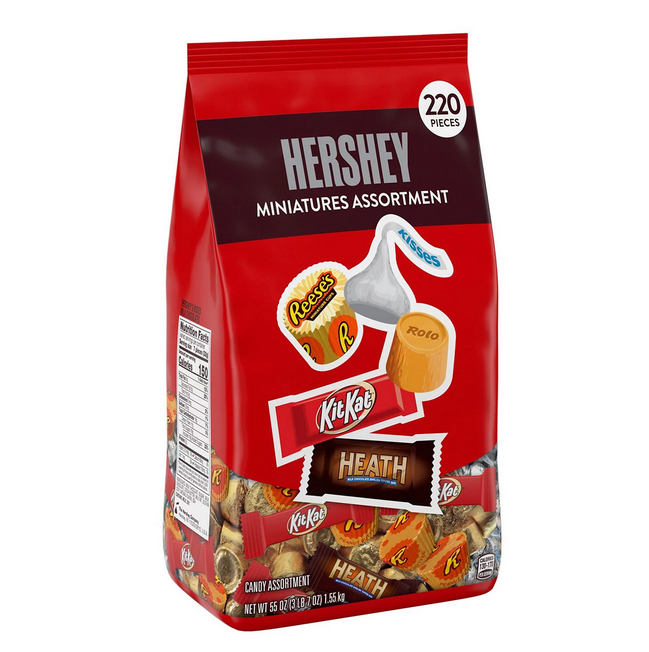 Hershey Assorted Chocolate Miniatures Candy Individually Wrapped. Bulk Bag (55 oz. 220 pc.)