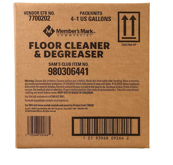Member's Mark Commercial Floor Cleaner and Degreaser, 1 gal. (4pk