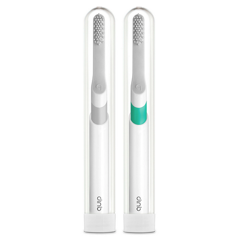 quip Electric Toothbrush. Green Plastic + Gray Plastic (2 pk.)
