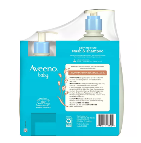 Aveeno Baby Daily Moisture Wash & Shampoo (33 fl. oz. and 12 fl. oz.)