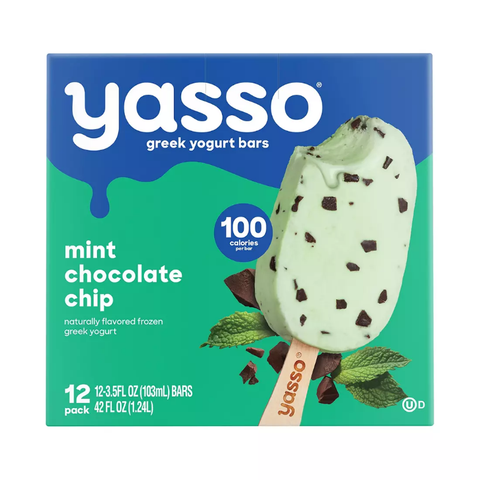 Yasso Mint Chocolate Chip Frozen Greek Yogurt Bars. 12 ct. 3.5 oz.