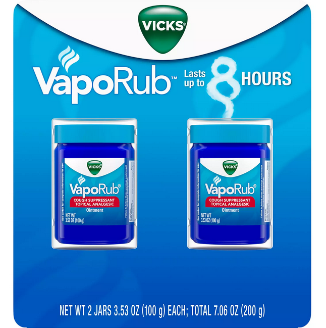 Vicks VapoRub Original Cough Suppressant Medicated Topical Analgesic Ointment (3.53 oz. 2 pk.)