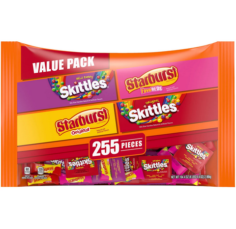 Starburst & Skittles Chewy Candy Assorted Bulk Variety Pack (255 ct. 6.5lbs)