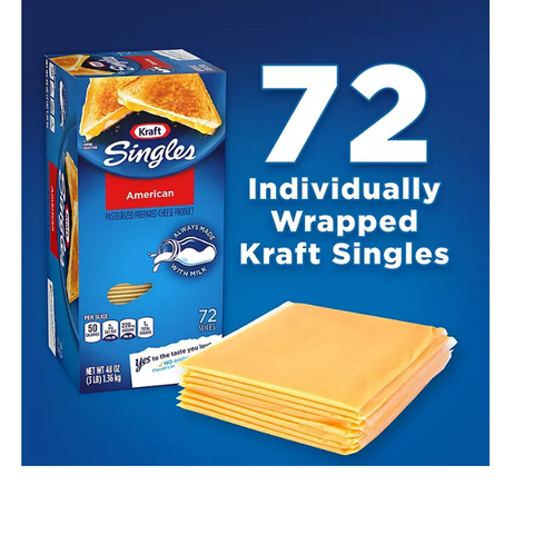 Kraft Singles American Cheese Slices (3 lbs. 72 ct.)