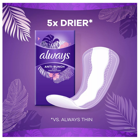 Always Anti-Bunch Xtra Protection Daily Liners. Long. Unscented (200 ct.)