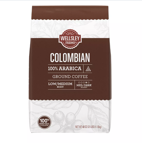 Wellsley Farms Colombian Ground Coffee. 40 oz.