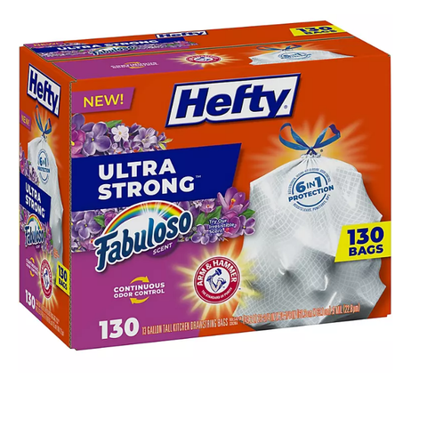 Hefty Ultra Strong Kitchen Drawstring Trash Bags, Fabuloso Scent (13 gal. 130 ct.)