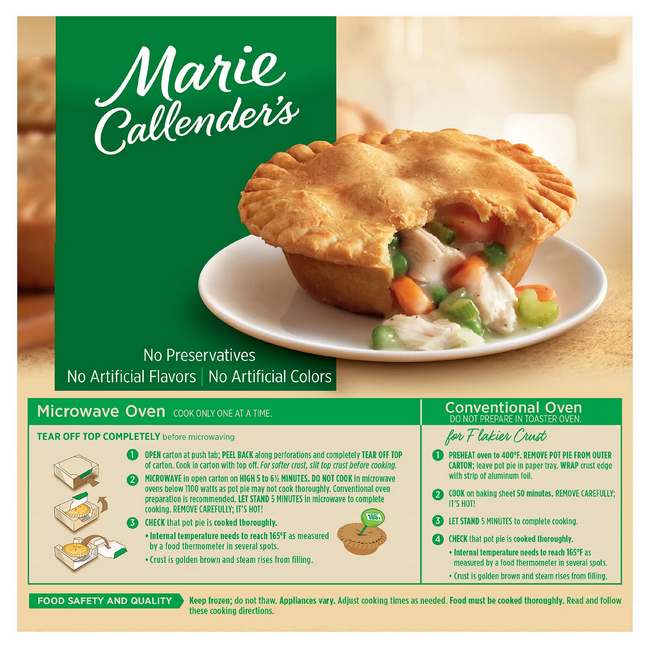 Marie Callender's Chicken Pot Pies. Frozen (8 pk.) Openbax