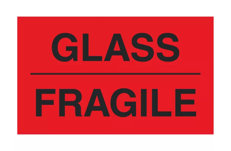 "Glass/Fragile" Label - 3 x 5"