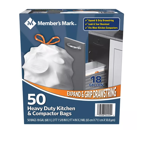 Member's Mark Heavy Duty Kitchen & Compactor Trash Bags (18 gal. 50 ct.)
