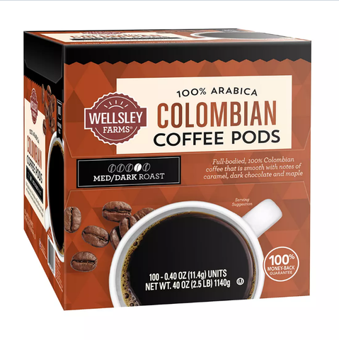 Wellsley Farms 100% Colombian Coffee Pods 100 ct.