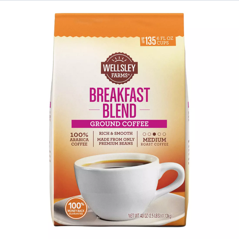 Wellsley Farms Breakfast Blend Ground Coffee 40 oz.