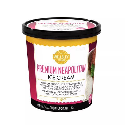 Wellsley Farms. Premium Neapolitan Ice Cream. 64 oz.