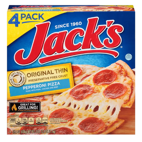 Jack's Original Thin Crust Pepperoni Pizza. 4 pk.