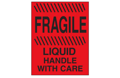 "Fragile/Liquid/Handle with Care" Label - 4 x 6"