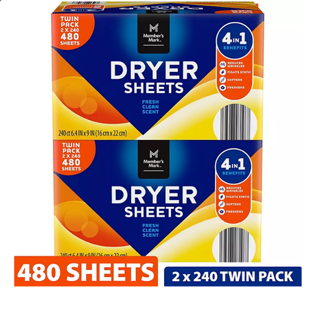 Member's Mark Fabric Softener Dryer Sheets (480 ct.)