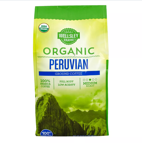 Wellsley Farms Organic Peruvian Ground Coffee. 32 oz.