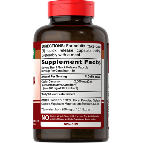 Nature's Truth Concentrated Ceylon Cinnamon 2,000 mg Capsules (150 ct.)