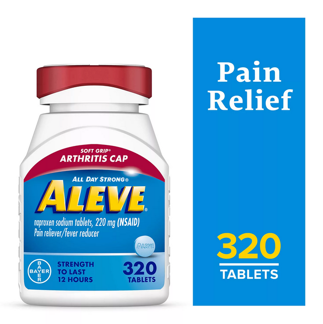 Aleve Naproxen Sodium Tablets. Soft Grip Arthritis Cap (320 ct.)
