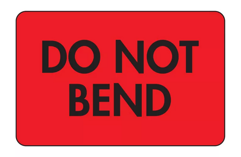 Fluorescent Shipping Labels - "Do Not Bend", 2 x 3"