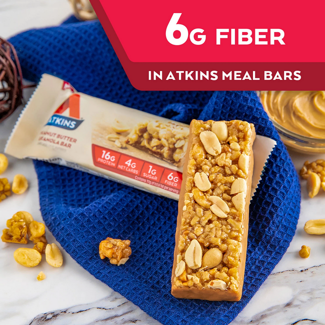 Atkins Protein-Rich Meal Bar. Peanut Butter Granola. Keto Friendly (16 ct.)