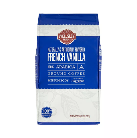 Wellsley Farms French Vanilla Ground Coffee. 32 oz.
