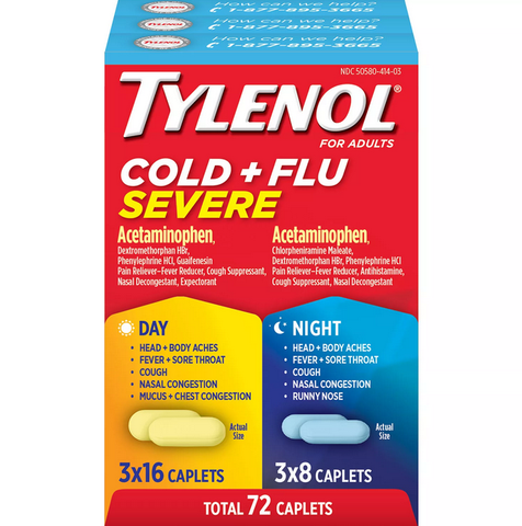 Tylenol Cold + Flu Severe Day & Night Caplets (48 ct. day 24 ct. night)