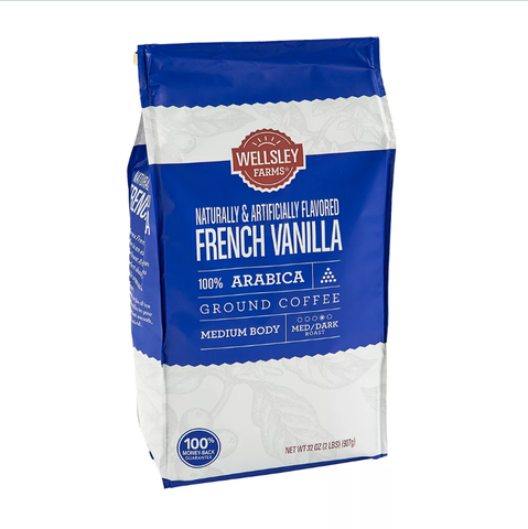 Wellsley Farms French Vanilla Ground Coffee. 32 oz.