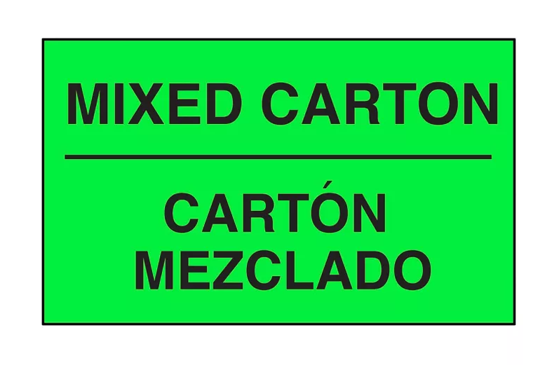 Bilingual English/Spanish Labels - "Mixed Carton", 3 x 5"