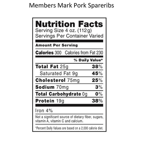 Members Mark Pork Spare Ribs. Cryovac (2 racks per bag. priced per pound)