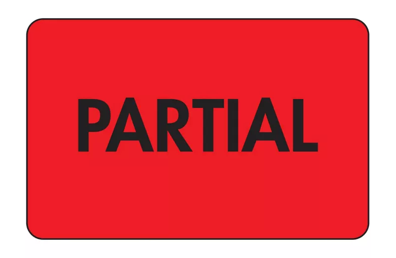 Fluorescent Shipping Labels - "Partial", 2 x 3"