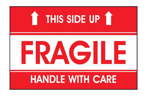 "This Side Up/Fragile/Handle with Care" Label - 2 x 3"