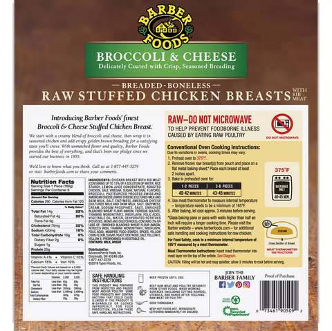 Barber Foods Stuffed Chicken Breast, Broccoli and Cheese (36 oz.)