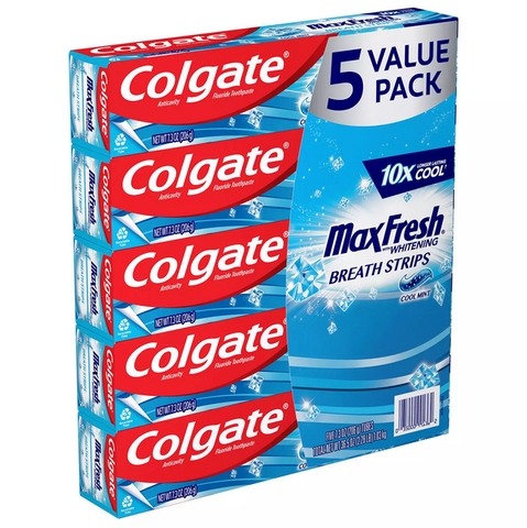 Colgate Max Fresh Toothpaste with Mini Breath Strips. Cool Mint (7.3 oz. 5 pk)