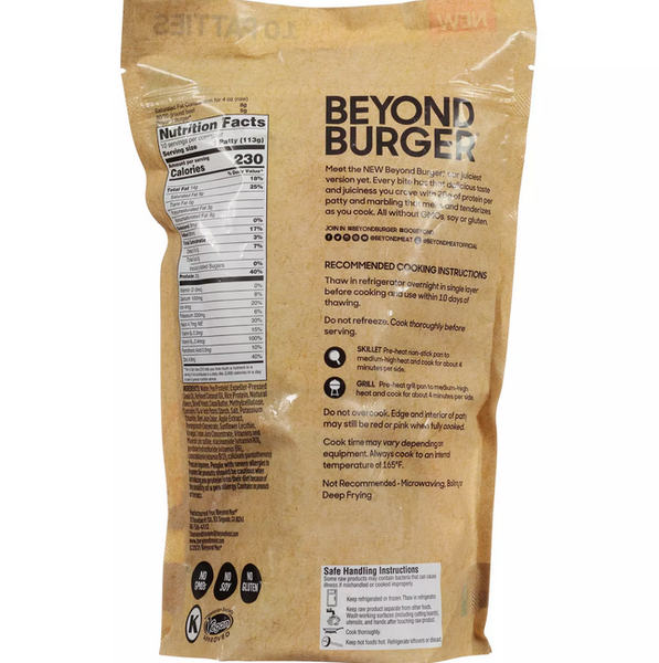 Beyond Meat PlantBased Burger Patties. Frozen (10 ct.) Openbax