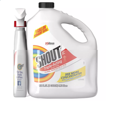 Shout Triple-Acting Laundry Stain Remover (128 fl. oz. refill - 22 fl. oz. trigger)