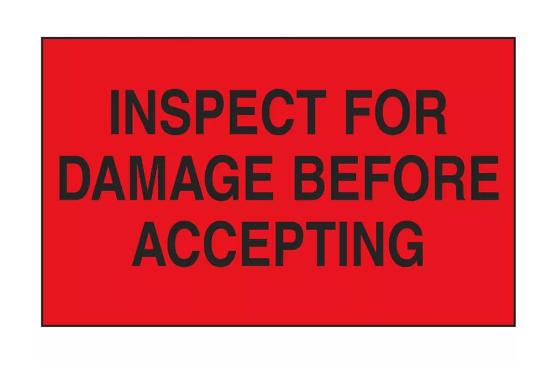 "Inspect for Damage Before Accepting" Labels - 3 x 5"