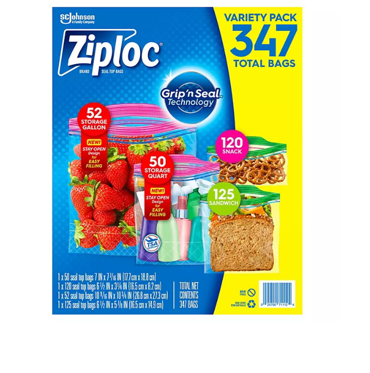 Ziploc Storage Gallon Bag, Stay Open Design, Grip 'n Seal Technology,  Reusable, 40 Count 