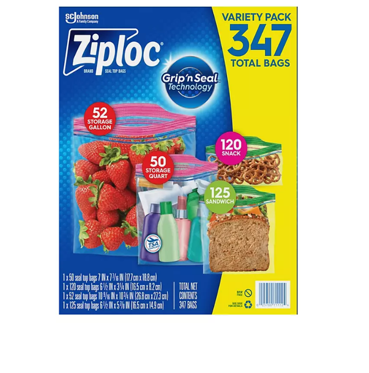 Ziploc Grip 'n Seal Top Snack Bags (300 ct.)