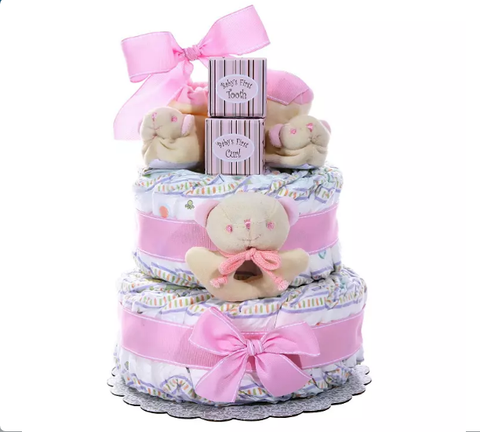 Alder Creek Gift Baskets Two-Tier Diaper Cake (Select Color)